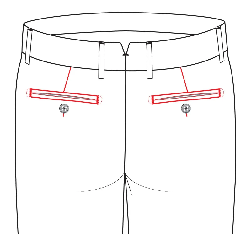 2 Jetted Pockets with Button & D-Tack