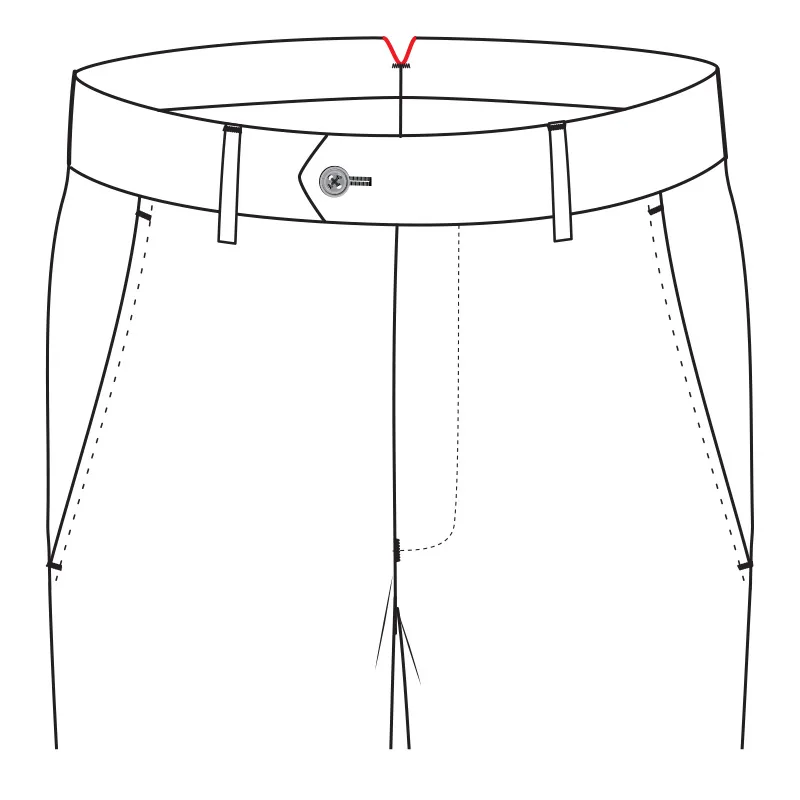 Center back V + belt loops