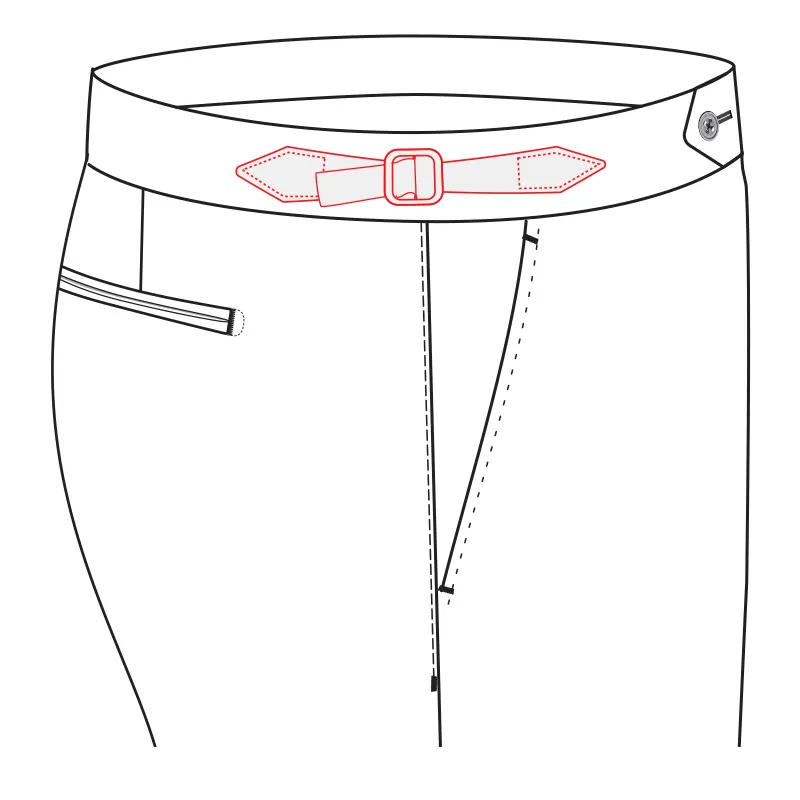 Asymetric strap & buckle without belt loops