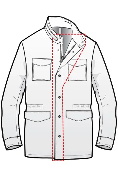 Zip closure with visible snaps