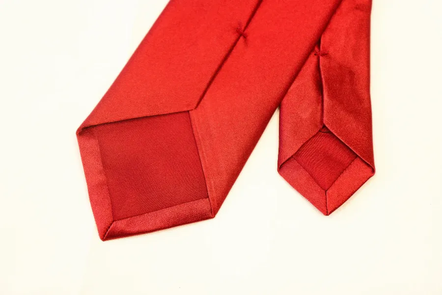 Tie 100% Silk Red Plain Tie Silk Tip