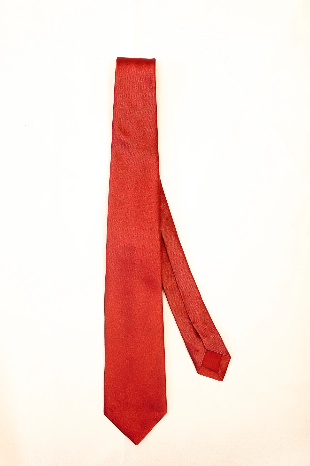 Tie 100% Silk Red Plain Tie Silk Tip