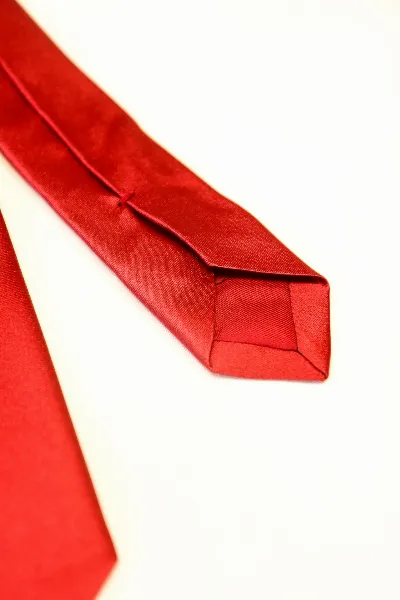 Tie 100% Silk Red Plain Tie Silk Tip