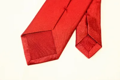 Tie 100% Silk Red Plain Tie Silk Tip