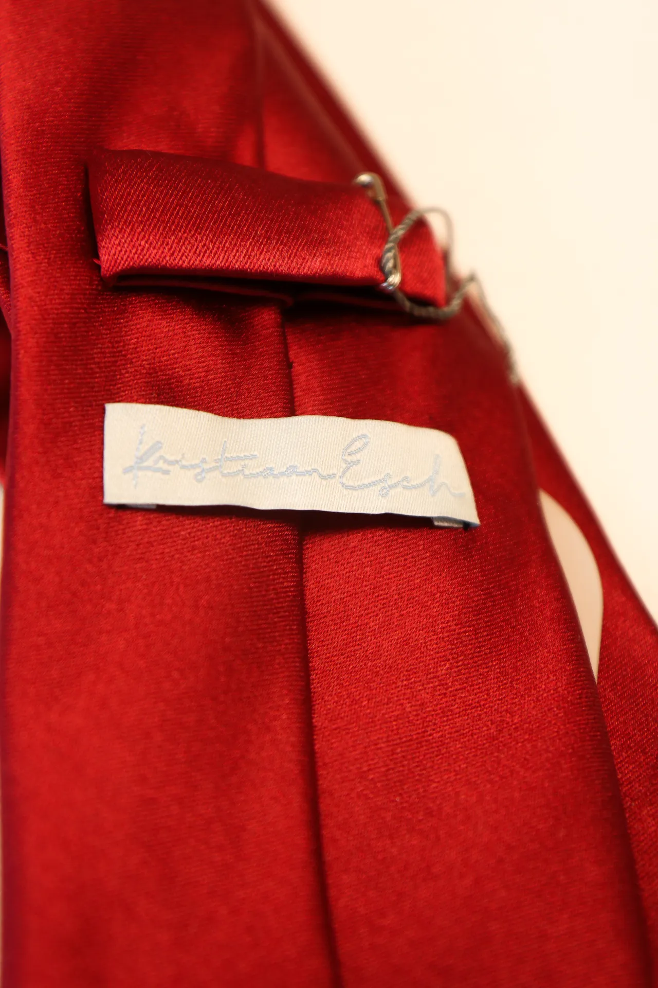 Tie 100% Silk Red Plain Tie Silk Tip