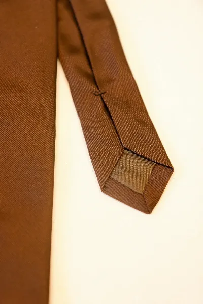 Tie 100% Silk Brown Plain Silk Tip