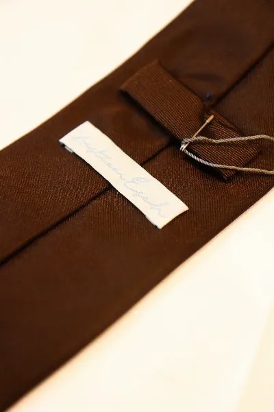 Tie 100% Silk Brown Plain Silk Tip