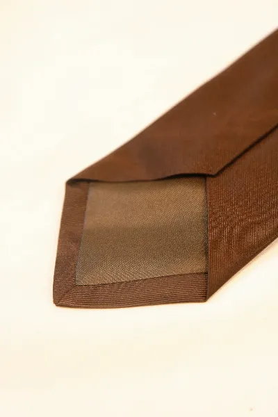 Tie 100% Silk Brown Plain Silk Tip