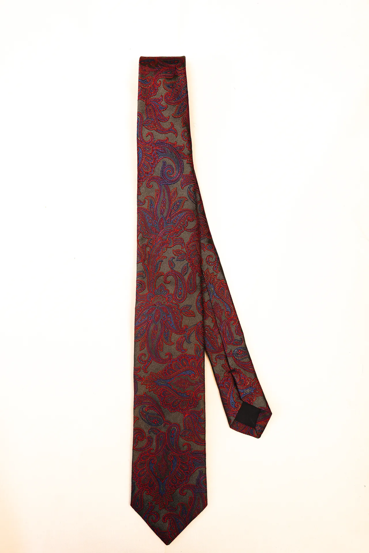 Tie 100% Silk Green & Red Flower Silk Tip