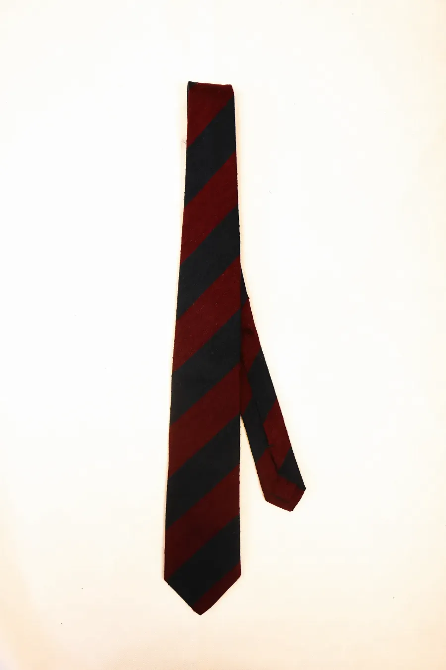 Tie 100% Silk Shantung Navy & Red Stripe Self Tip