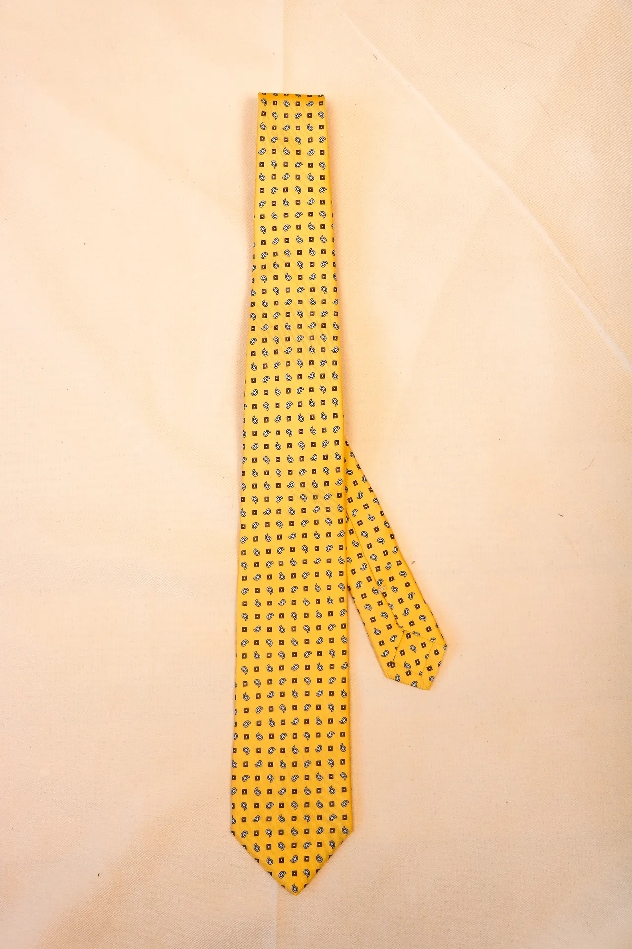 Tie100% Silk Twill Yellow & Print Self Tip