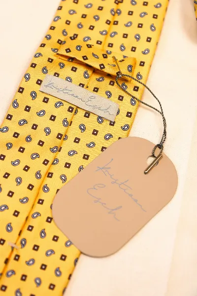 Tie100% Silk Twill Yellow & Print Self Tip
