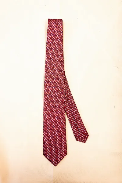 Tie 100% Silk Panama Red & Blue Ship Self Tip