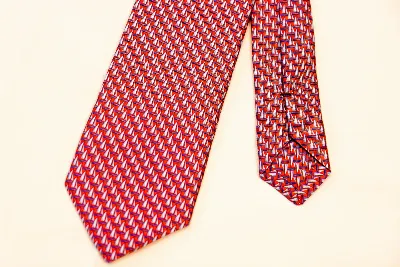 Tie 100% Silk Panama Red & Blue Ship Self Tip