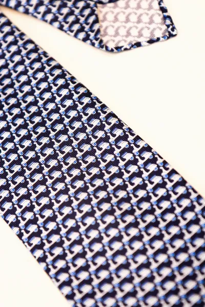 Tie 100% Silk Panama Navy & Blue Scooter 7 Folds untipp