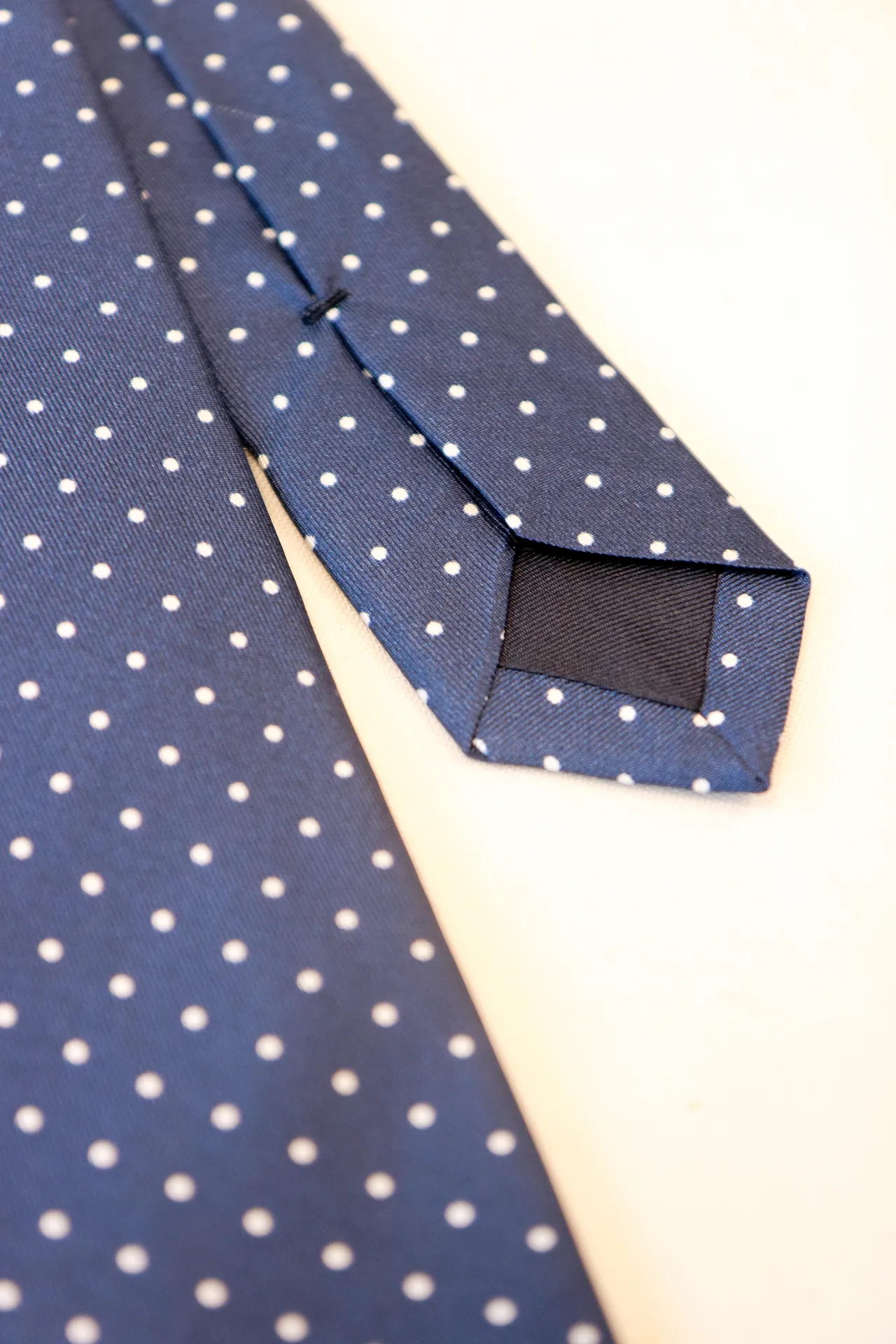 Tie100% Silk Twill Navy & White Dots Silk Tip