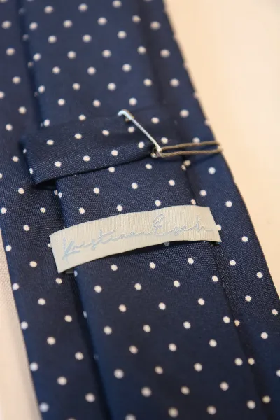 Tie100% Silk Twill Navy & White Dots Silk Tip
