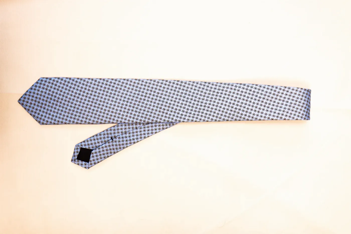 Tie 100% Silk Twill Blue & White Flower Silk Tip