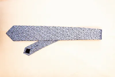 Tie 100% Silk Twill Blue & White Flower Silk Tip