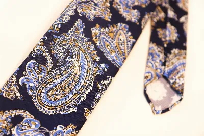 Tie 100% Silk Panama Navy & Brown Big Flower Untipped