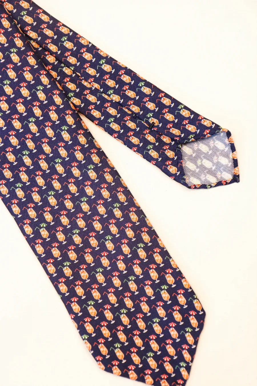 Tie 100% Silk Panama Navy & Orange Spritz Untipped