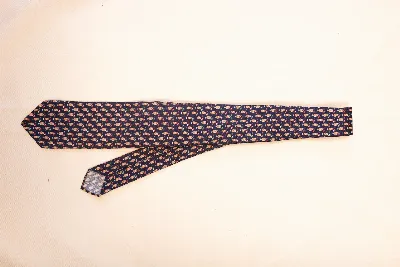 Tie 100% Silk Panama Navy & Orange Spritz Untipped