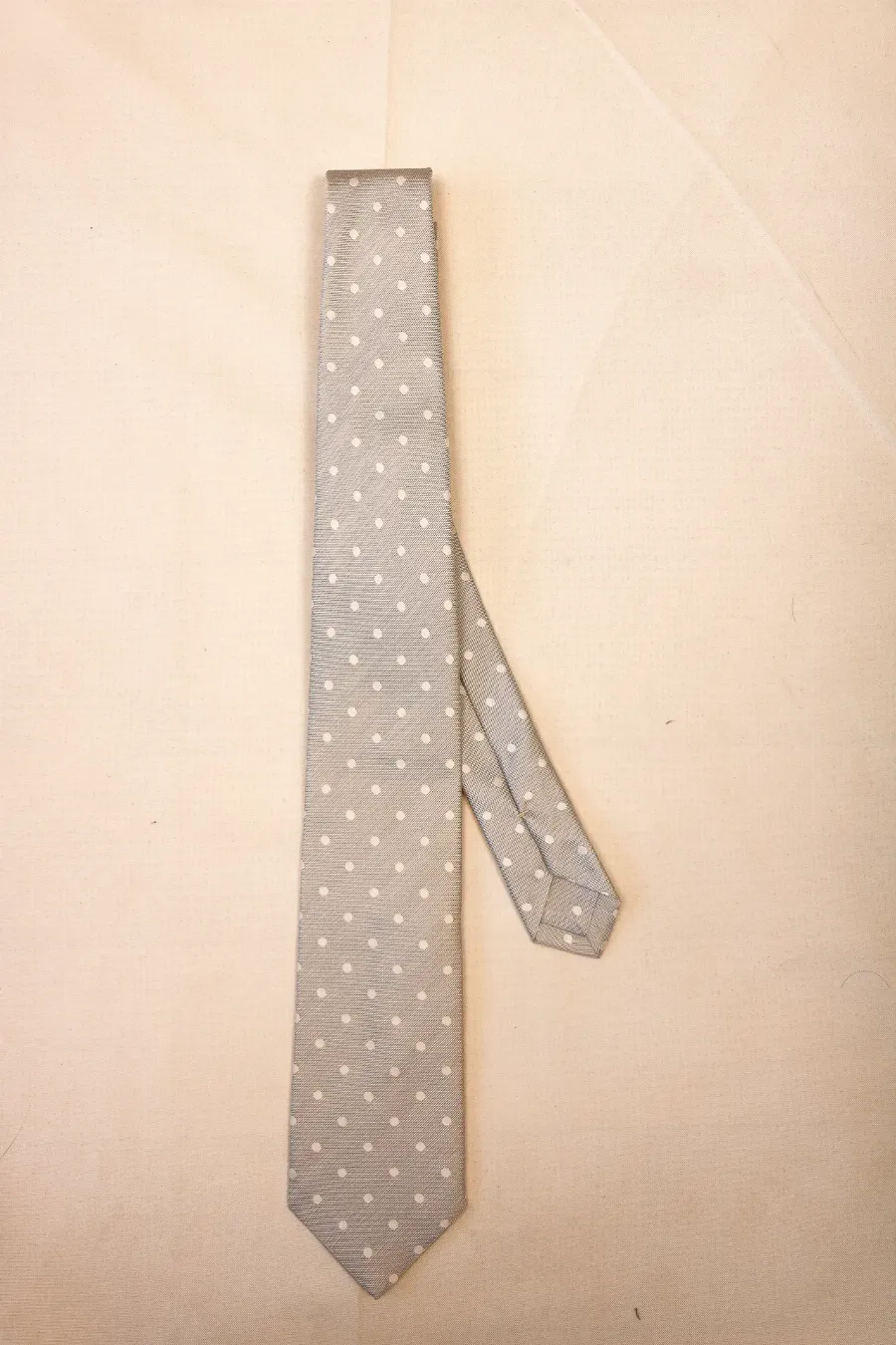 Tie 100% Silk Light blue White Dots Self Tip