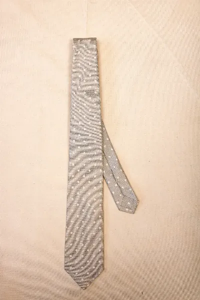 Tie 100% Silk Light blue White Dots Self Tip