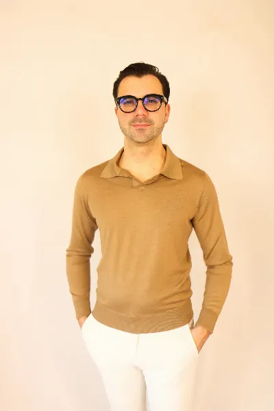 Polo longsleeve Pavia camel kashilk