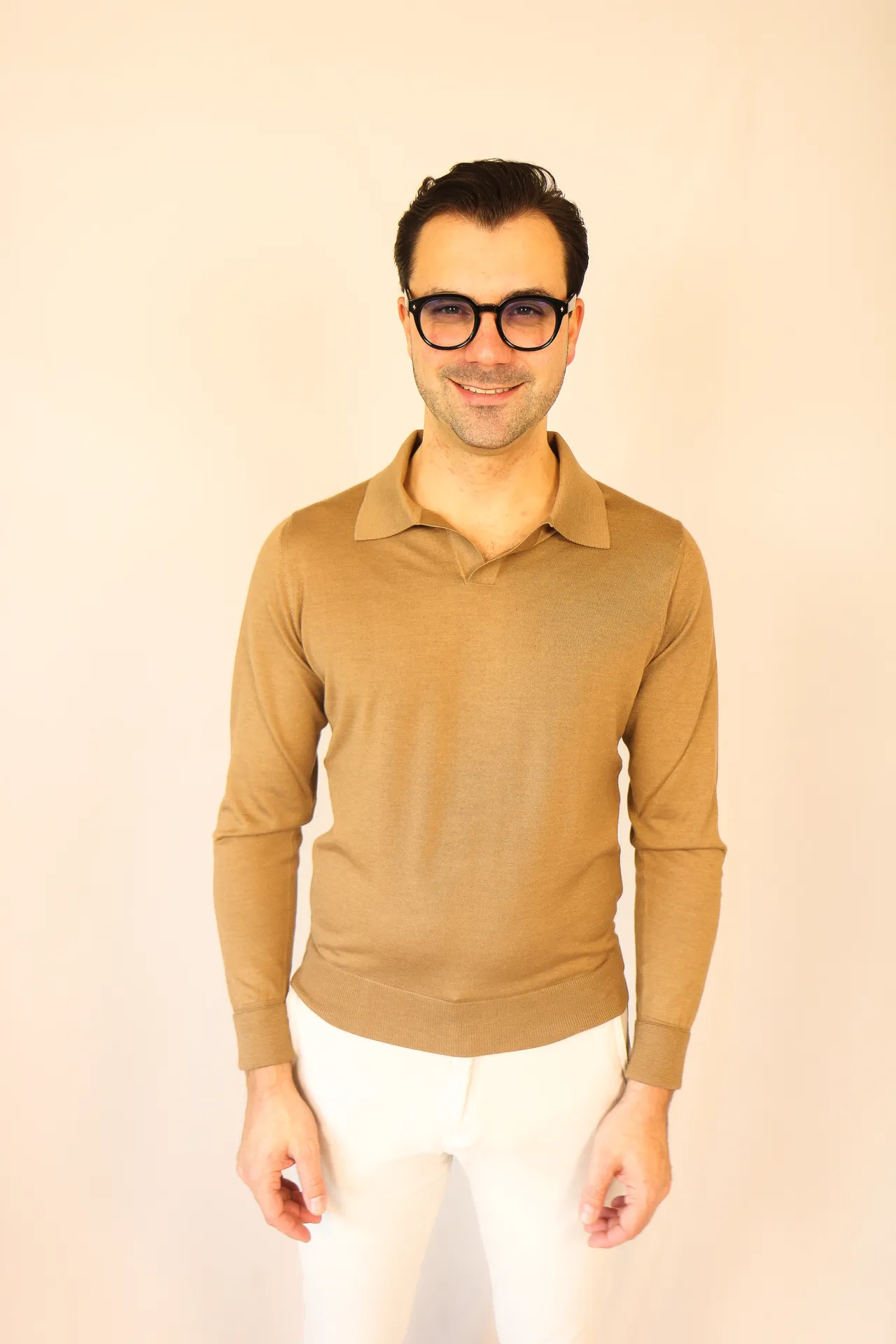 Polo longsleeve Pavia camel kashilk