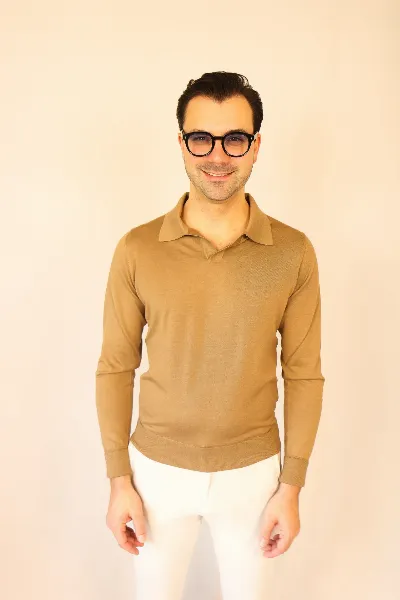 Polo longsleeve Pavia camel kashilk