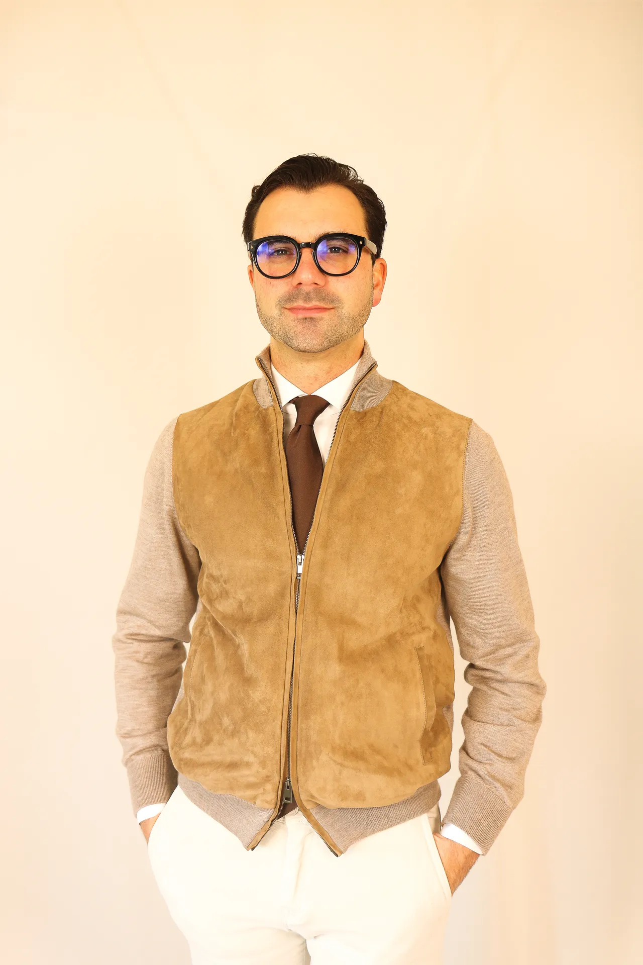 Jacket Cervo  walnut brown suede / kashilk