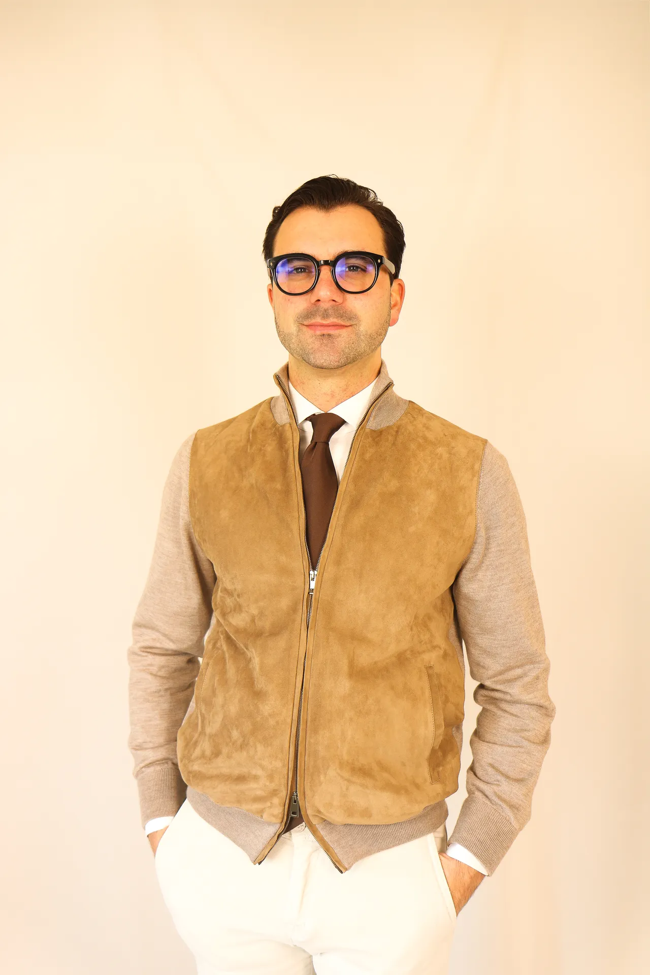 Jacket Cervo  walnut brown suede / kashilk