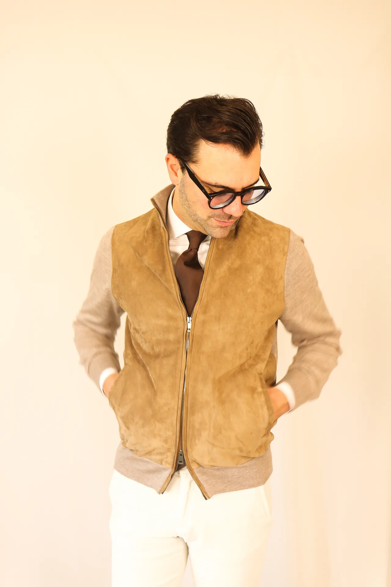 Jacket Cervo  walnut brown suede / kashilk