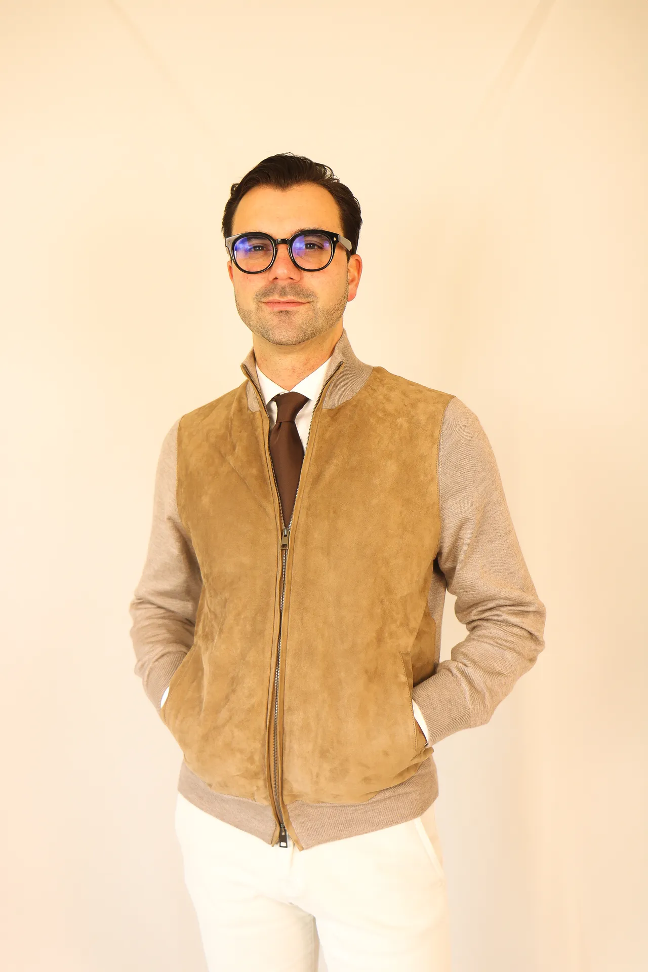 Jacket Cervo  walnut brown suede / kashilk