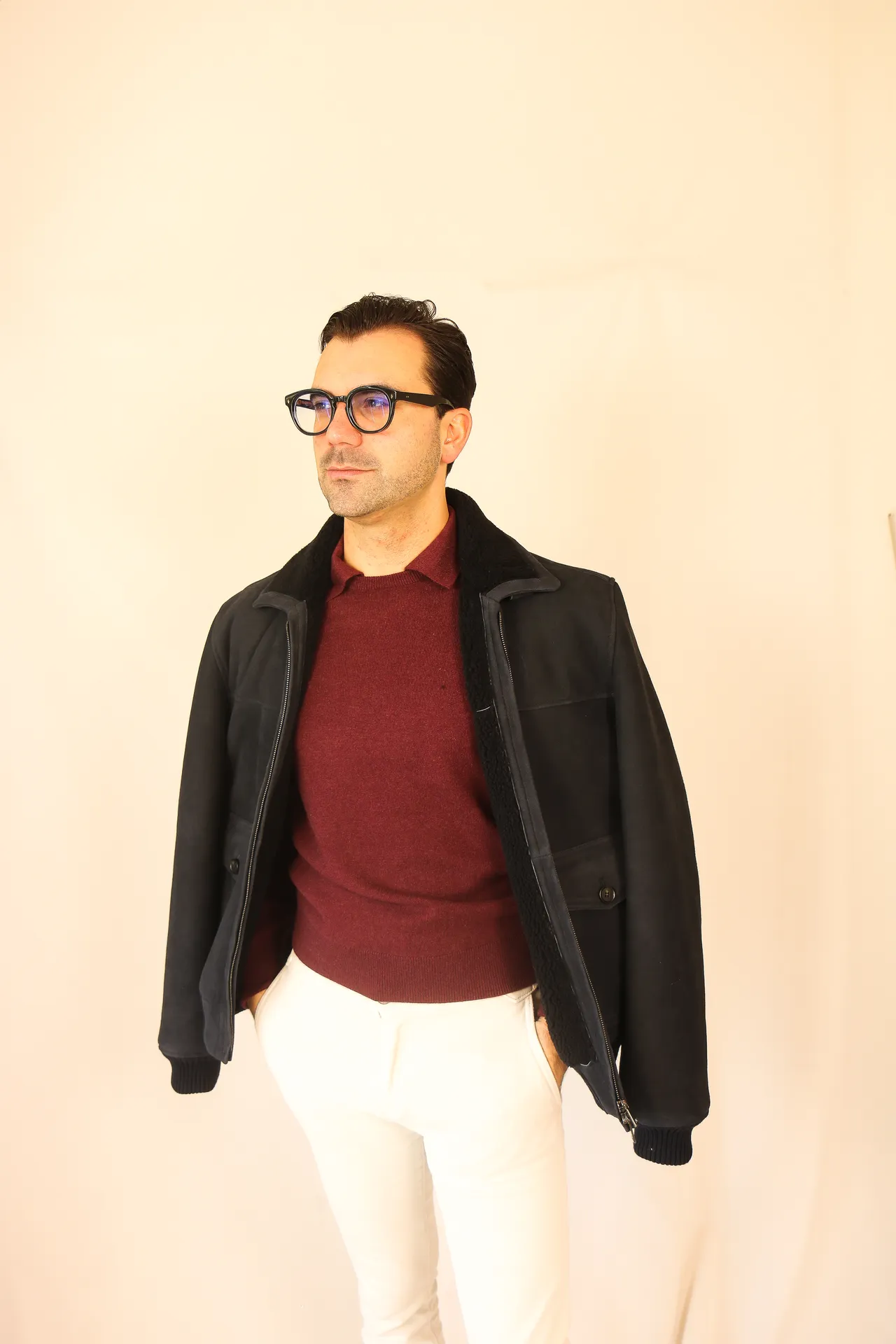 Coat Pilot navy shearling