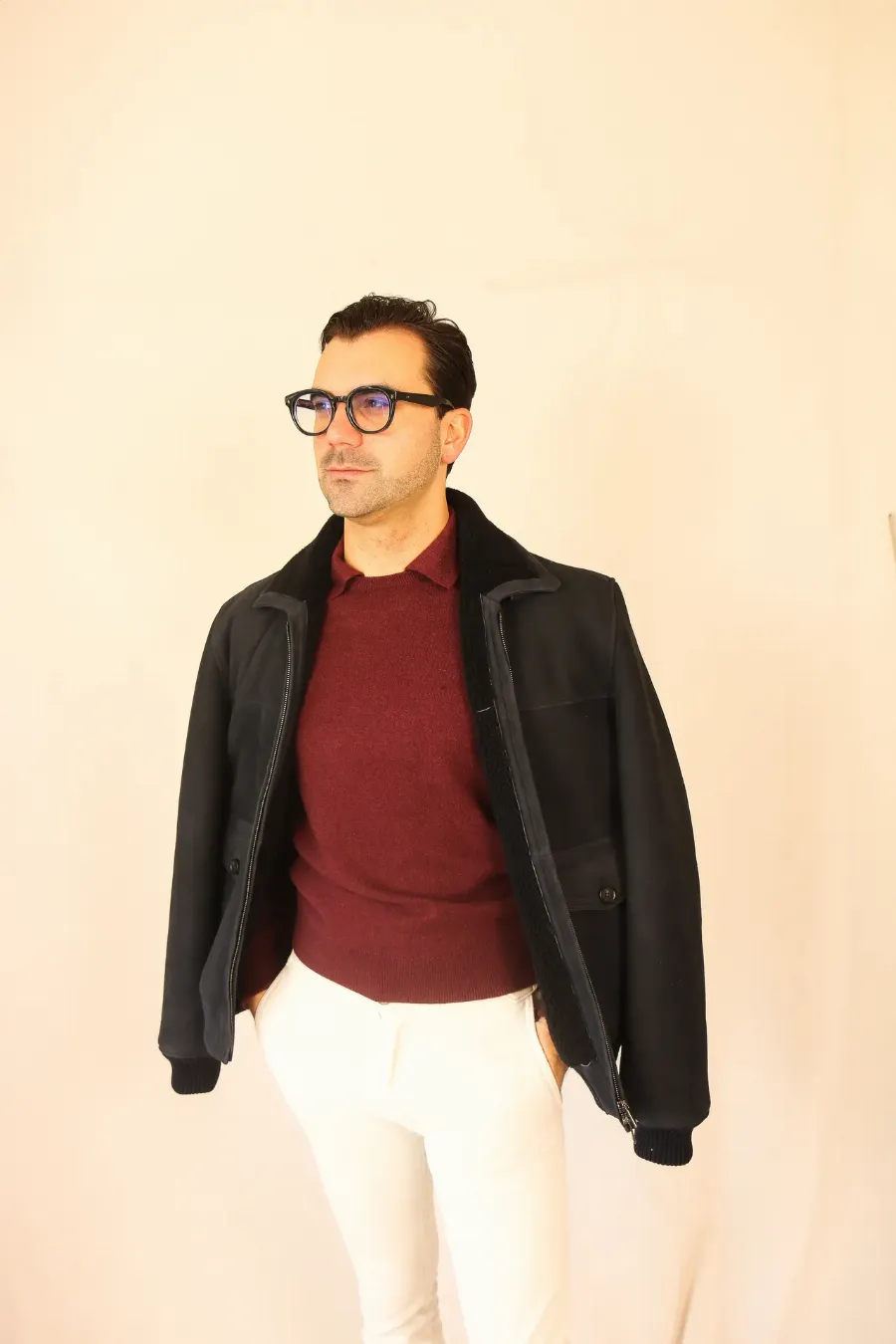 Coat Pilot navy shearling