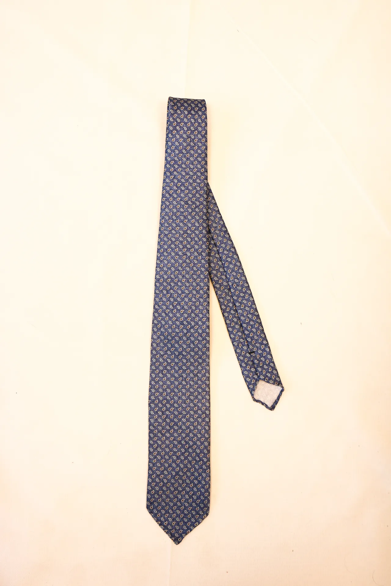 Tie 100% Silk Panama Blue & Brown Denim Untipped