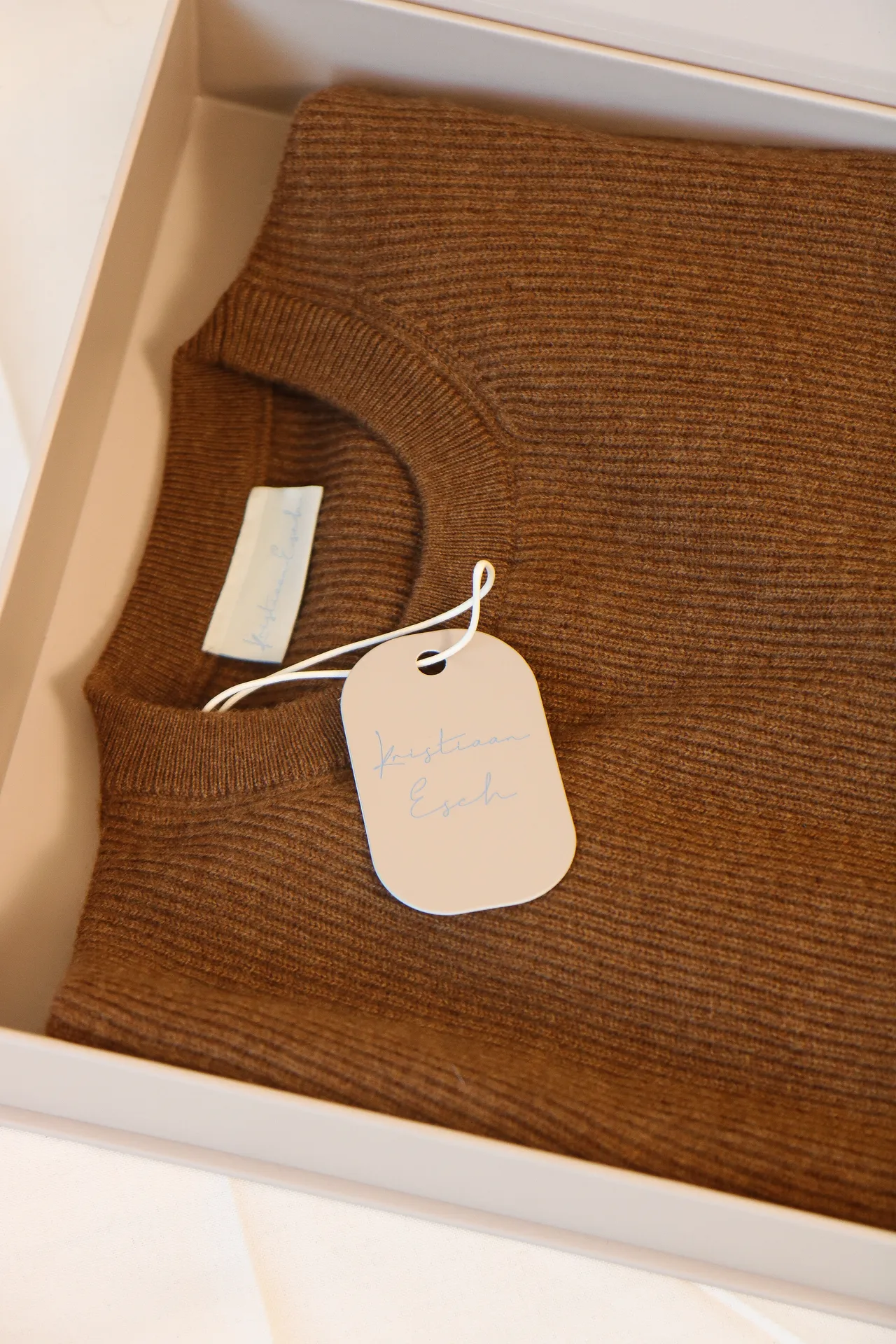 Rib knit sweater brown Milan cashmere