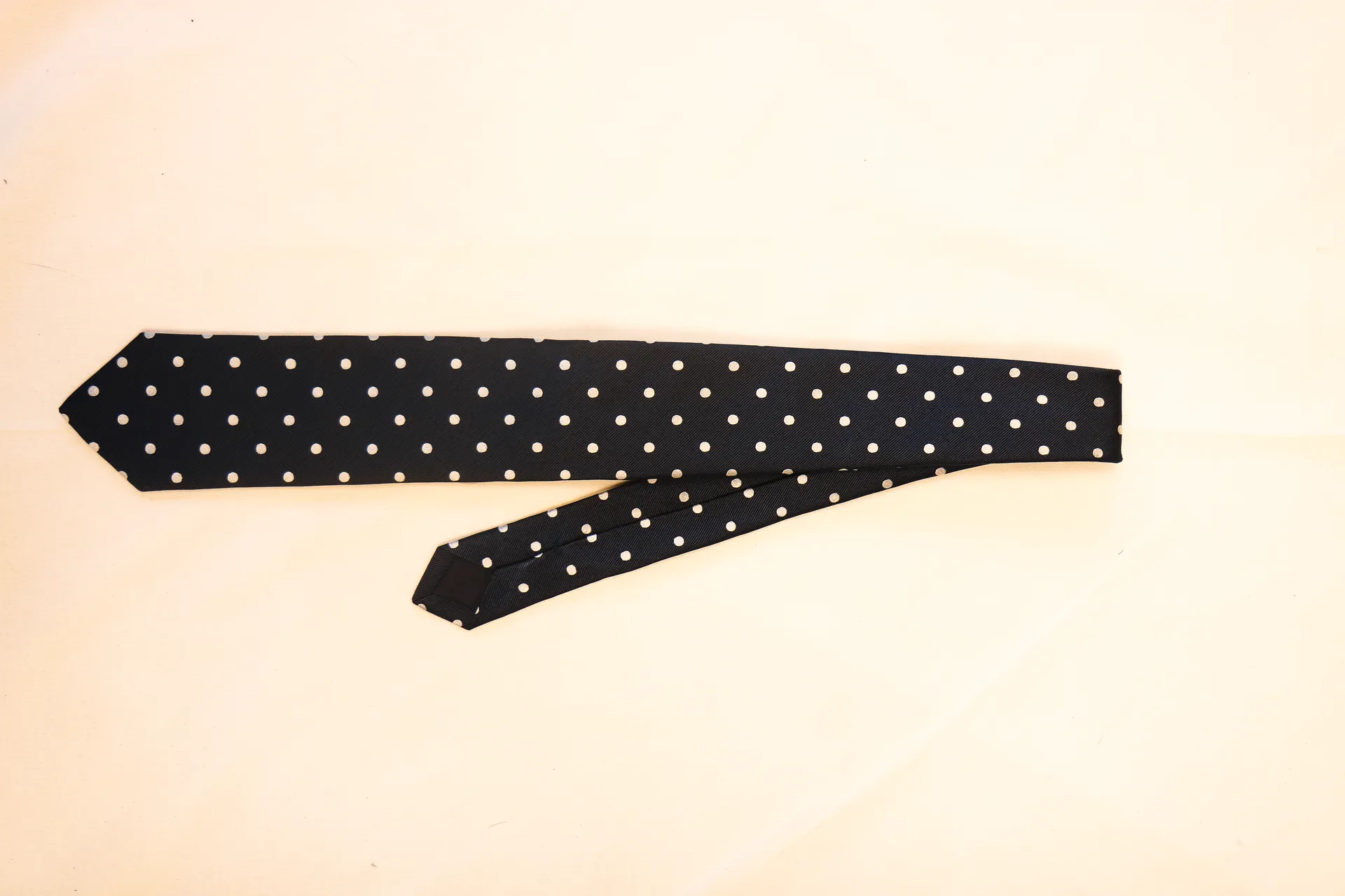 Tie 100% Silk Navy & White Dots Silk Tip