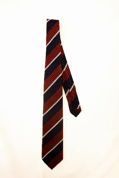 Tie 70% Cashmere 20% Wool 10% Silk Navy and Red Stripe Untipped