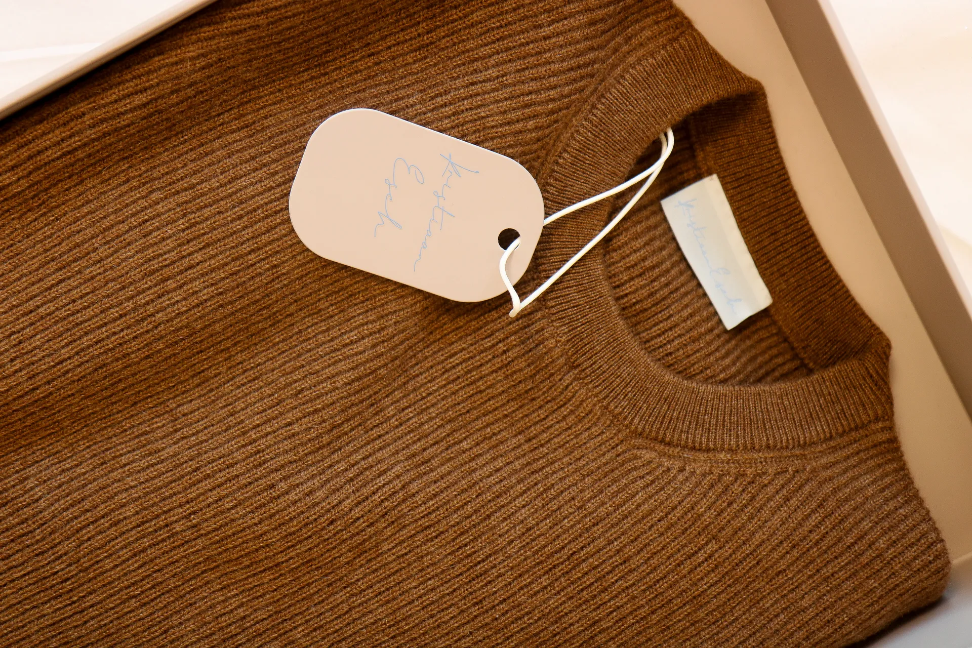 Rib knit sweater brown Milan cashmere