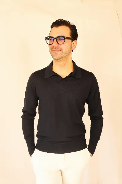 Polo longsleeve Pavia blue kashilk