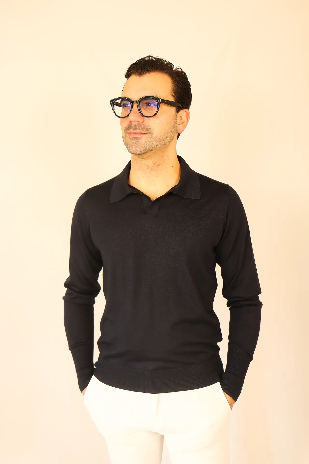 Polo longsleeve Pavia blue kashilk