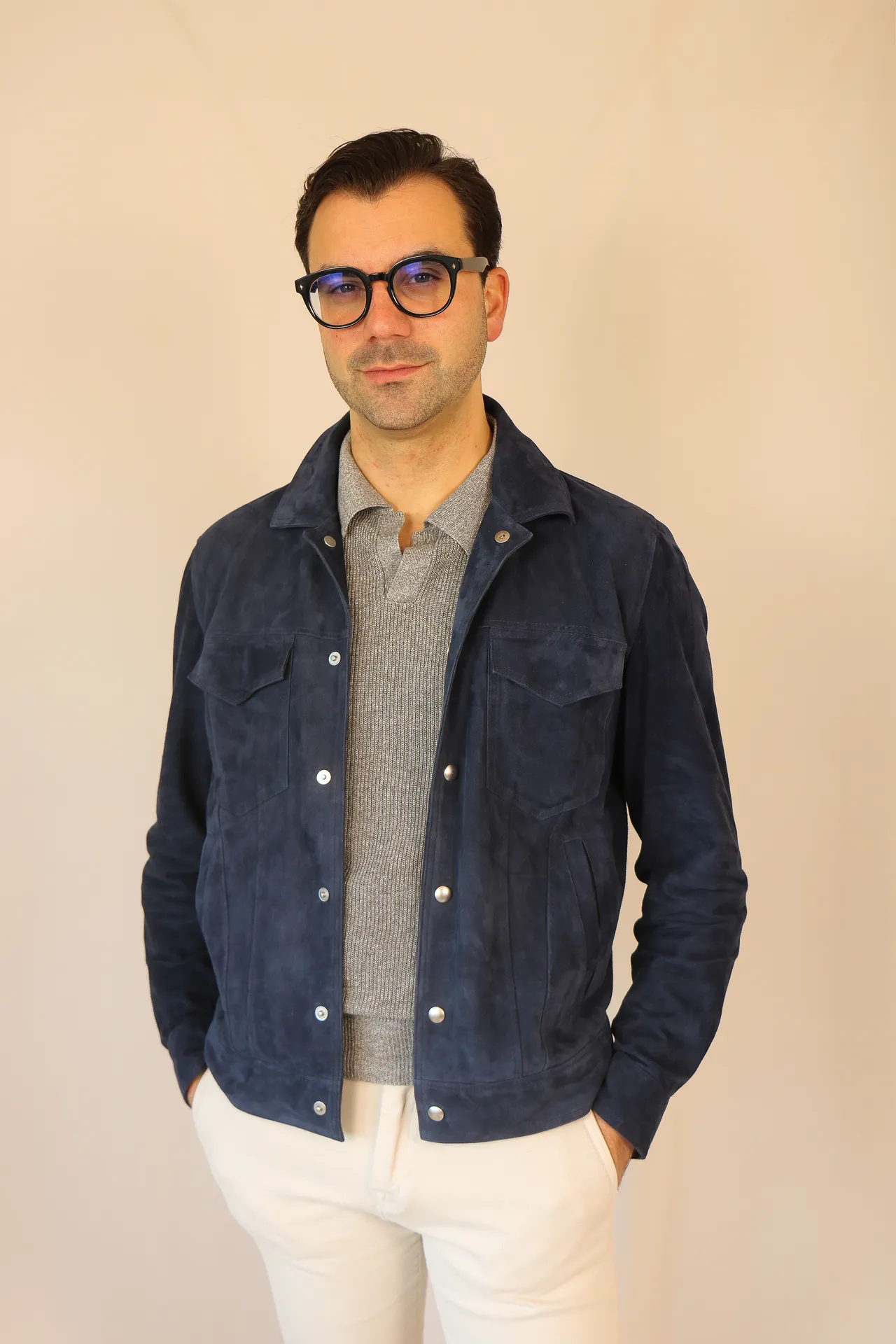 Jacket Rome royal blue suede