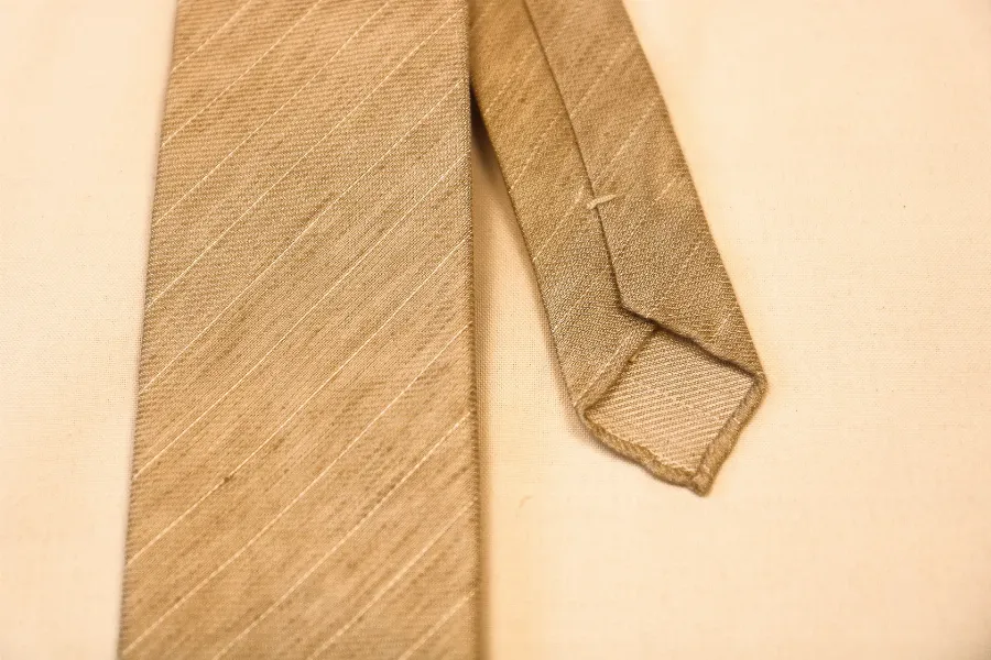 Tie 60% Linen 40% Beige White Gloss Stripe Untipped