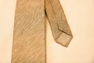Tie 60% Linen 40% Beige White Gloss Stripe Untipped