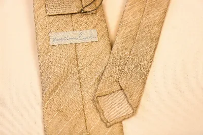 Tie 60% Linen 40% Beige White Gloss Stripe Untipped