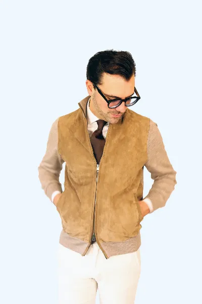 Jacket Cervo  walnut brown suede / kashilk - IMG 9398