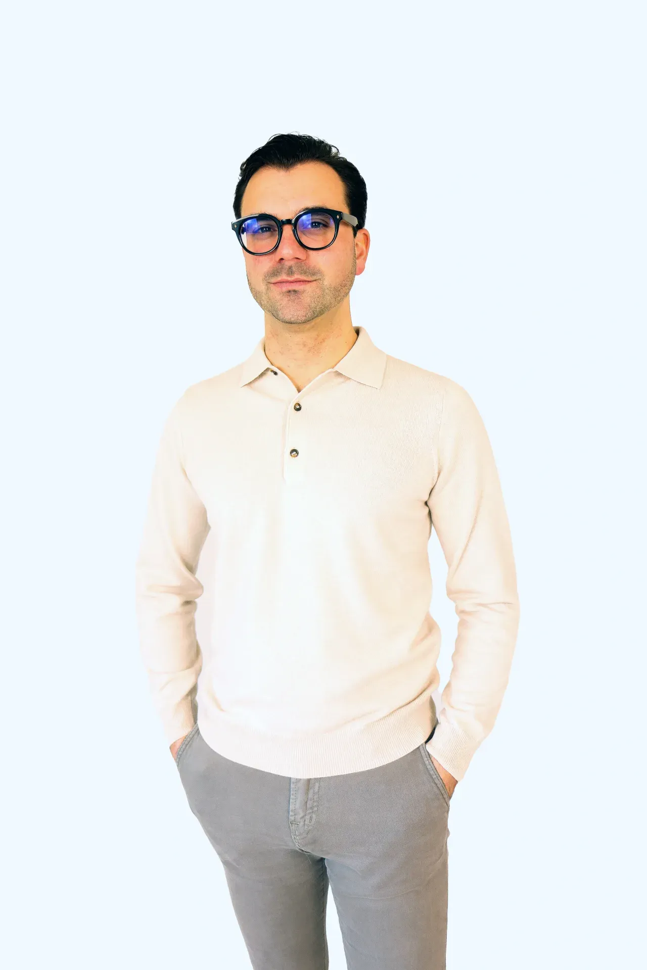 Polo longsleeve beige Bergamo cashmere